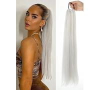 Extension de queue de cheval synthétique longue et lisse en caoutchouc pour femme, perruque noire légèrement résistante à la chaleur, 15,2 à 61 cm, 1 pièce