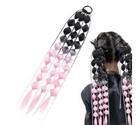 Extension de queue de cheval tressée, extension de queue de cheval à bulles - Cheveux synthétiques colorés avec cravate,Queue de cheval bulle, postiche douce de 23,6 pouces, accessoires Crazy Hair Day