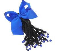 Extension de Queue de Cheval Tressée pour Garçon et Filles, Bleu | Fibre Chimique Légère, Nœud Décoratif, Lien Inclus, Tenue Sûre, Style Mignon, Usage Quotidien