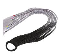 Extension de Queue de Cheval Tressée pour Garçon Fille, Argenté, Cheveux | Fibre Haute Température, Longueur Réglable, Attache en Élastique, pour Fête Thématique et Pratique Sportive