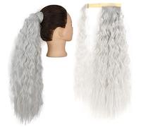 Extension de Queue de Cheval Wrap On Clip Extensions de Cheveux Synthétique Maïs Ondulés Longue Queue de Cheval for Femmes Postiche Extension de Cheveux(Q19-1001A,22inch-55cm)