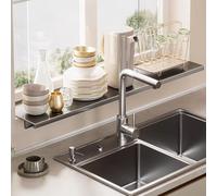 Extension de rebord de fenêtre de cuisine en acier au carbone avec base magnétique pour plan de travail (gris, 50 x 15 cm)