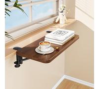 Extension de Rebord de Fenêtre Table D'appoint Pliable à 90° pour Rebord de Fenêtre, Étagère D'extension avec 2 Supports, Support Gain de Place pour Planches(Dark brown,90x25cm(35 3/8x9 7/8"))