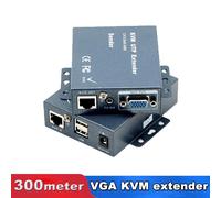 Extension de réseau IP USB VGA KVM sur câble Ethernet Catinspectés/6,jusqu'à 100m/200m/300m,prise en charge de l'émetteur USB clavier souris - Type 300M VGA-EU Plug