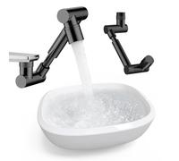 Extension de robinet pivotante à 1440°, extension d'aérateur de robinet d'évier, filtre extensible, bras mécanique universel multifonction adapté pour la cuisine et la salle de bain (noir, vitesse
