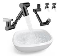 Extension de robinet pivotante à 1440 °, extension d'aérateur de robinet d'évier, filtre extensible pivotant, bras mécanique universel multifonction adapté pour la cuisine et la salle de bain (noir