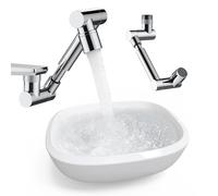 Extension de robinet pivotante à 1440 °, extension d'aérateur de robinet d'évier, filtre extensible pivotant, bras mécanique universel multifonction adapté pour la cuisine et la salle de bain (argent