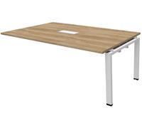 Extension de table réunion Visio L.180 cm x H.72 cm - Plateau Chêne Nebraska Pieds métal Blanc