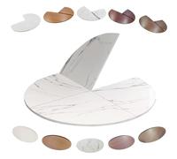 Extension de table ronde pliable de 119,4 cm et 150 cm - Grande table pliante en bois pour salle à manger temporaire - Facile à plier et à ranger (marbre blanc 160 cm/63) Parfait pour les événements