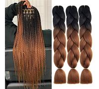 Extension de tresse Braun 24"Tresse de cheveux embre noir brun, 3pcs Jumbo braids kanekalon tresse Box crochet braids cheveux femmes 60cm
