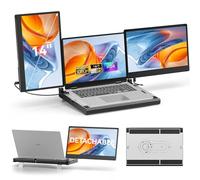 Extension d'écran d'ordinateur Portable 14" avec Base Intelligente - Triple Moniteur Portable FHD 1080p - 300% Plus Efficace, Rotation à 360 °/Double écran Amovible, USB C/HDMI Plug-Play