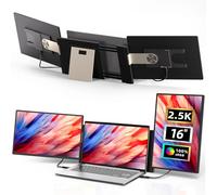 Extension d'écran d'ordinateur portable 2,5 K - Double moniteur portable de 16 pouces 2560 x 1600p QHD 100 % sRGB IPS rotation à 235° écran amovible design extra compatible avec Mac Wins Dex Chrome