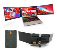 Extension d'écran d'ordinateur portable ultra fine avec un câble de connexion 14" 1080p FHD léger triple écran, convient pour ordinateur portable de 13 à 17", compatible avec Win/Mac/Chrome/Android