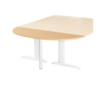 Extension Demi-lune ACTIVITY L.160 x P.60 cm - Plateau Chêne naturel - Pied tube rond Blanc