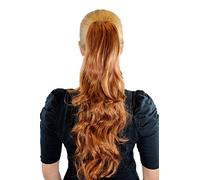 Extension, postiche, blond cuivré, tresse, attache par pince, ondulé, coupe en dégradé, env. 50 cm, JL-0082-30