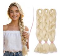Extension Pour Tresse Africaine (24"/60CM, 300g)[ Lot de 3 ] Crochet Braids Twist Box [Blond Blanchi]