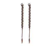 Extension queue cheval Extensions de queue cheval tressées longues avec élastique, 2 pièces, extensions cheveux synthétiques en arête poisson Utilisation quotidienne(Light Brown,28inches)