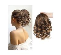 Extension queue de cheval 10 pouces, classique, bouclée, ondulée, à pince, postiche for femme Ponytail Extension(Light Brown+Golden Ends)