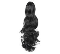 Extension queue de cheval 45,7 cm/61 cm, cheveux synthétiques longs et bouclés à clipser, aspect naturel, for femme, châtain clair cendré, blond décoloré Pour un usage quotidien(1B,18inches)