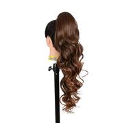 Extension queue de cheval avec cordon de serrage | Facile à appliquer | Look naturel 100 % | Cheveux lisses, bouclés et ondulés de 90 cm, 70 cm, 50 cm (T-30 Châtain foncé dégradé, 70 cm, ondulés)