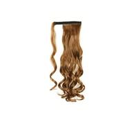 Extension queue de cheval bouclée 22 pouces postiche synthétique ondulée enrouler autour des extensions cheveux for les femmes noires blanches Pour un usage quotidien(Light Brown)
