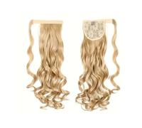 Extension queue de cheval bou 22 pouces postiche synthétique ondulée enrouler autour des extensions cheveux for les femmes noires blanches Pour un usage quotidien(Light Blonde)