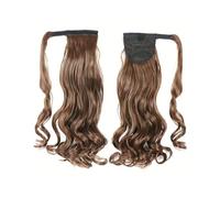 Extension queue de cheval bou 22 pouces postiche synthétique ondulée enrouler autour des extensions cheveux for les femmes noires blanches Pour un usage quotidien(Light Auburn Brown)