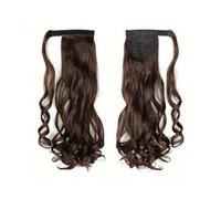 Extension queue de cheval bou 22 pouces postiche synthétique ondulée enrouler autour des extensions cheveux for les femmes noires blanches Pour un usage quotidien(Chocolate Brown)
