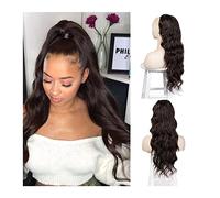 Extension Queue de Cheval Cheveux 26inch Long Clip in Hair Pieces Drawstring Pony Tails Postiches for Femmes Filles Queue de Cheval Extensions de Cheveux Vague de Corps Cordon Queue de Cheval Queue de