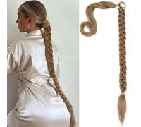 Extension Queue de Cheval Cheveux avec Attache Cheveux 80 cm Longue Tresse Queue de Cheval Extensions de Cheveux Postiche Synthétique Wrap Around Ponytail Extension pour Femmes