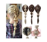 Extension Queue de Cheval Cheveux Extension de queue de cheval tressée à bulles for femme, 45,7 cm de long, queue de cheval tressée et lisse, extension de cheveux à clips, queue de cheval synthétique