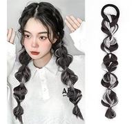 Extension Queue de Cheval Cheveux Perruque élastique femme cheveux côté lanterne naturelle tresse nouvelle concubine synthétique bulle torsion queue de cheval haute Queue de Cheval Extensions Cheveux(