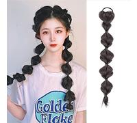 Extension Queue de Cheval Cheveux Perruque élastique femme cheveux côté lanterne naturelle tresse nouvelle concubine synthétique bulle torsion queue de cheval haute Queue de Cheval Extensions Cheveux(