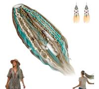 Extension Queue de Cheval Dreadlocks Boho Viking 50 cm, Tressée à la Main avec Perles et Breloques, Postiche à Clip Légère pour Festivals Usage Quotidien Voyage(Light-green)