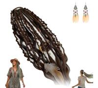 Extension Queue de Cheval Dreadlocks Boho Viking 50 cm, Tressée à la Main avec Perles et Breloques, Postiche à Clip Légère pour Festivals Usage Quotidien Voyage(Black)