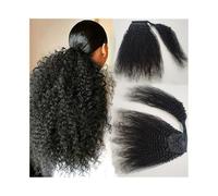 Extension queue de cheval en cheveux humains, Extensions de cheveux brésiliens Remy crépus bouclés afro de 20 à 50 cm for femmes noires, Extensions de cheveux épais et naturels, Seamles(20inches)