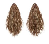 extension queue de cheval Extensions de cheveux synthétiques courts bouclés à pince 33 cm, queue cheval blonde et brune ondulée, fausse cochon(Color 11)