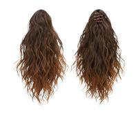extension queue de cheval Extensions de cheveux synthétiques courts bouclés à pince 33 cm, queue cheval blonde et brune ondulée, fausse cochon(Color 5)