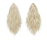 extension queue de cheval Extensions de cheveux synthétiques courts bouclés à pince 33 cm, queue cheval blonde et brune ondulée, fausse cochon(Color 14)