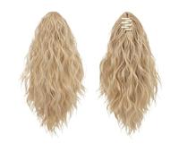 extension queue de cheval Extensions de cheveux synthétiques courts bouclés à pince 33 cm, queue cheval blonde et brune ondulée, fausse cochon(Color 12)