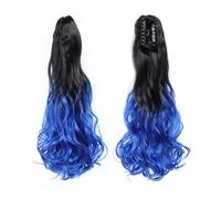 Extension queue de cheval ondulée à clipser, 55 cm de long, bouclée, for femme, postiche naturelle, queue de cheval duveteuse, for mariage, usage quotidien Pour un usage quotidien(1BT61C)