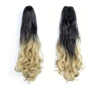 Extension queue de cheval ondulée à clipser, 55 cm de long, bouclée, for femme, postiche naturelle, queue de cheval duveteuse, for mariage, usage quotidien Pour un usage quotidien(1BT24)