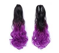 Extension queue de cheval ondulée à clipser, 55 cm de long, bouclée, for femme, postiche naturelle, queue de cheval duveteuse, for mariage, usage quotidien Pour un usage quotidien(1BT51P)