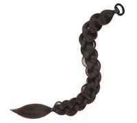 Extension queue de cheval tressée 24 pouces, postiche synthétique noire blonde avec bande élastique confortable for femmes(4)