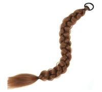 Extension queue de cheval tressée 24 pouces, postiche synthétique noire blonde avec bande élastique confortable for femmes(30)
