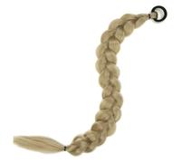 Extension queue de cheval tressée 24 pouces, postiche synthétique noire blonde avec bande élastique confortable for femmes(22)