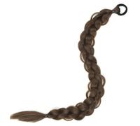 Extension queue de cheval tressée 24 pouces, postiche synthétique noire blonde avec bande élastique confortable for femmes(8)