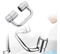 Extension Robinet Pivotant - Economiseur d'eau intégré Extension de Robinet Rotatif Multifonctionnel Rallonge de robinet rotative, bras pivotant, en alliage durable, accessoire de (Silver, 8.5X6cm)