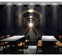 Extension Spatiale Rétro Tunnel Ferroviaire Papier Peint 3D Installation Facile Intissé Tapisserie Bureau Salon Canapé Chambre Décoration Murale-350cm×256cm