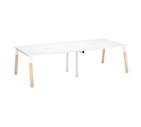 Extension table de réunion modulable ECLA blanc L 140 x P 126 piètement métal et bois - - Bruneau